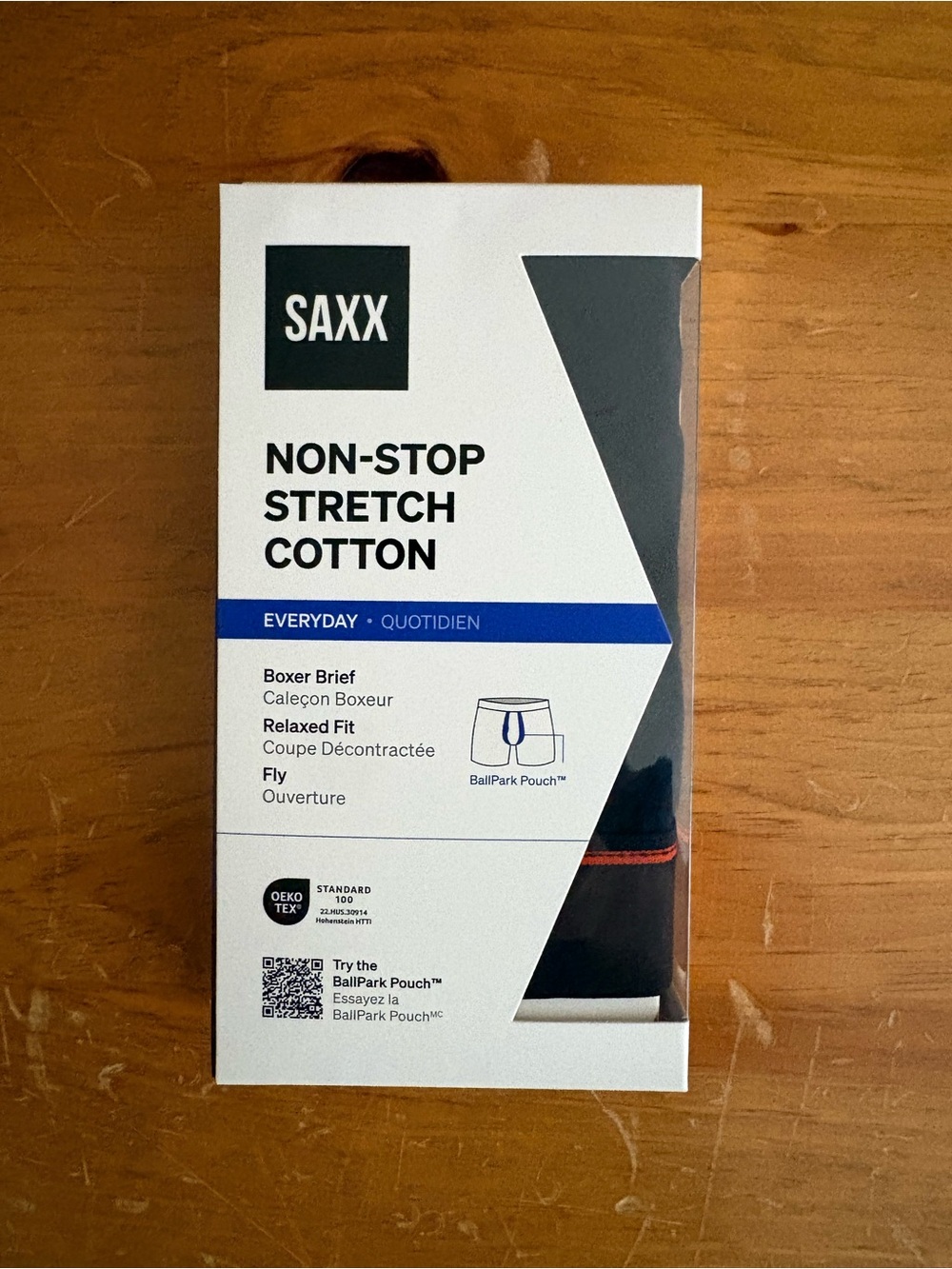 Saxx Non-Stop Stretch Cotton Boxer Briefs - Black with Red Trim